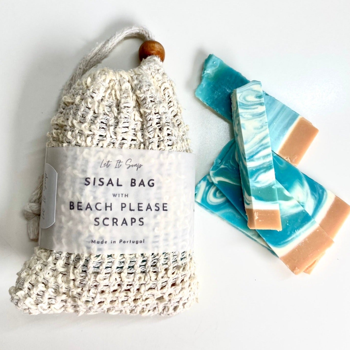 Saco de Sisal com aparas de Sabonete Beach Please