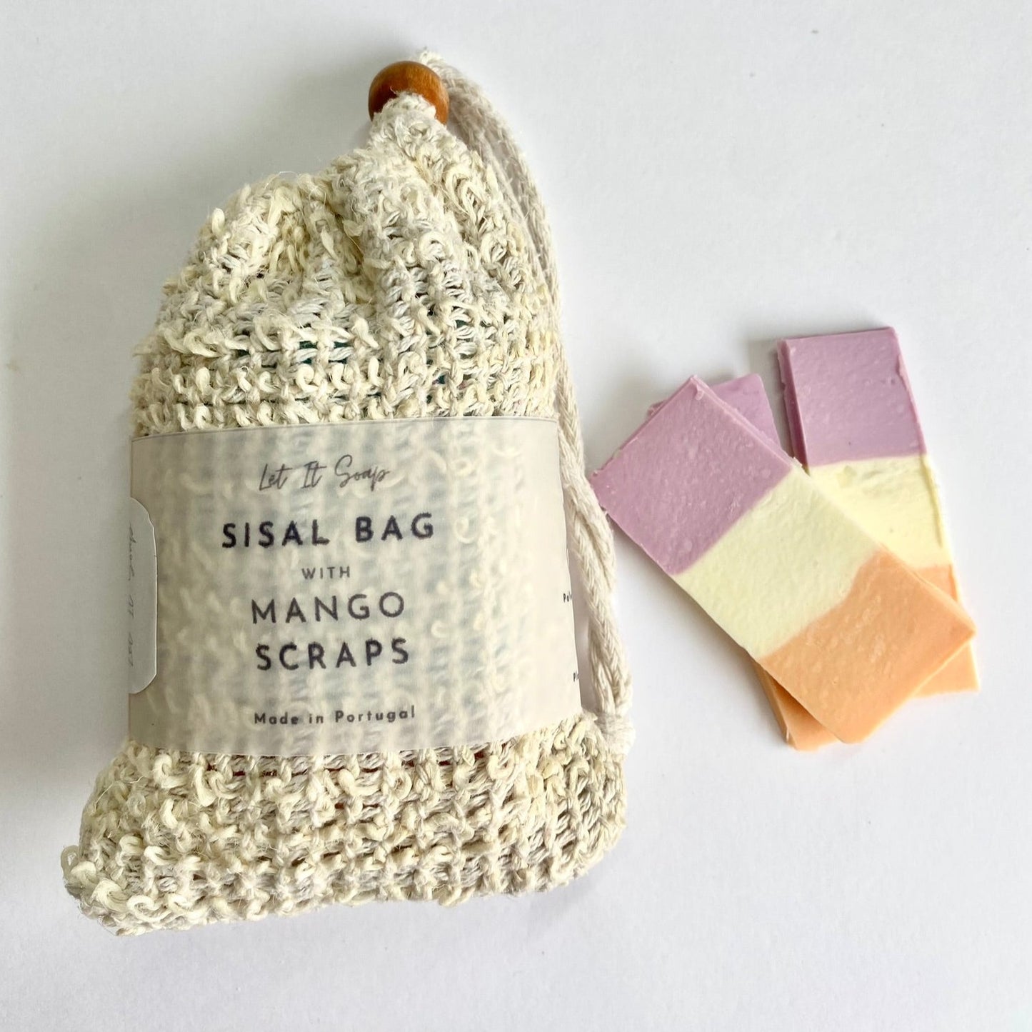 Saco de Sisal com aparas de Sabonete Mango