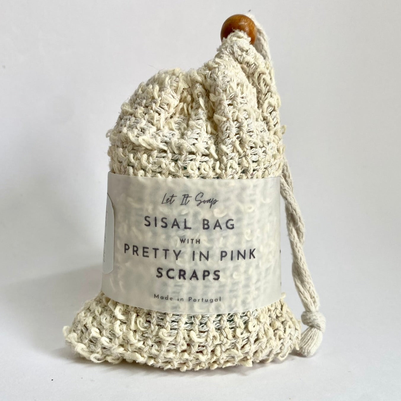 Saco de Sisal com aparas de Sabonete Pretty in Pink