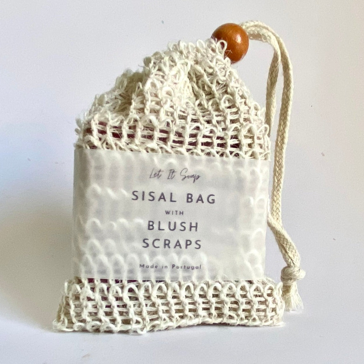 Saco de Sisal com aparas de Sabonete Blush