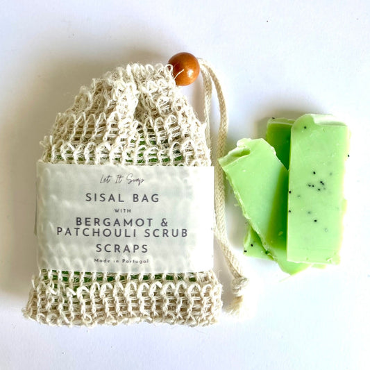 Saco de Sisal com aparas de Sabonete Bergamot & Patchouli Scrub