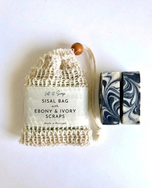 Saco de Sisal com aparas de Sabonete Ebony & Ivory
