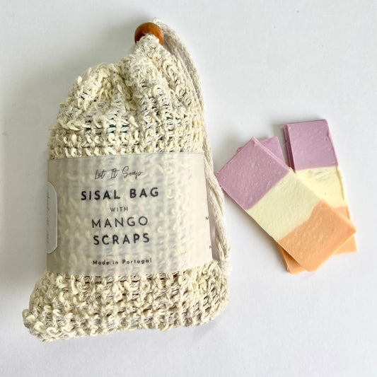 Saco de Sisal com aparas de Sabonete Mango