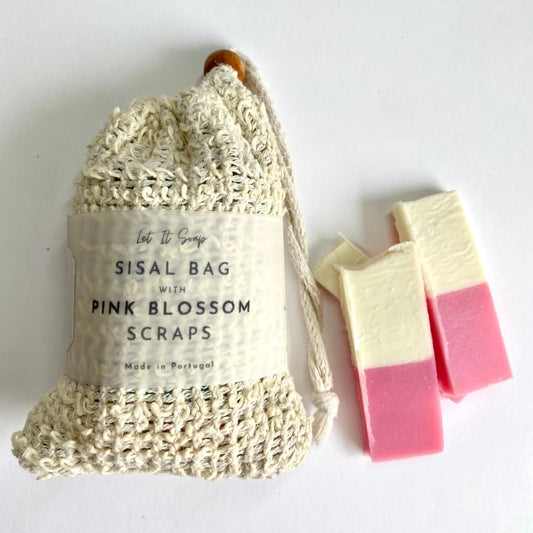 Sisal Bag with Pink Blossom Soap Shavings