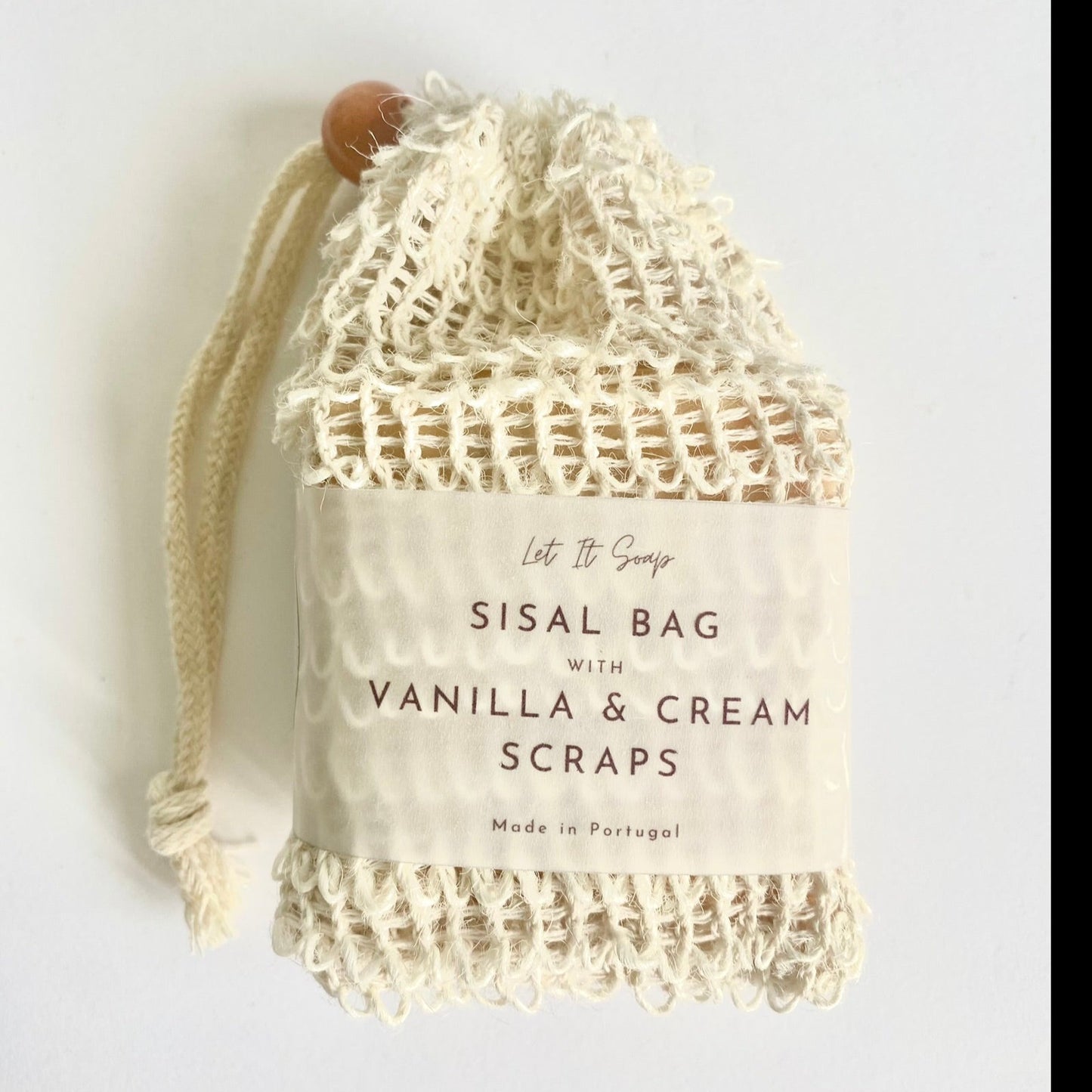 Sisal Bag with Vanilla & Cream Soap Shavings