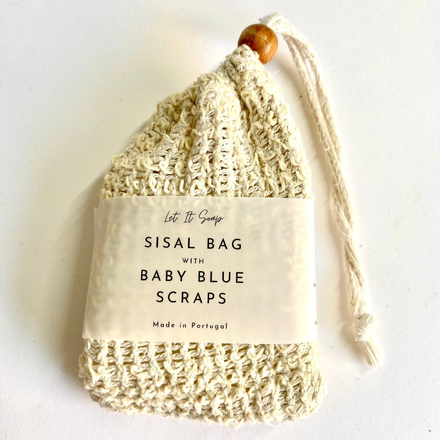 Saco de Sisal com aparas de Sabonete Baby Blue