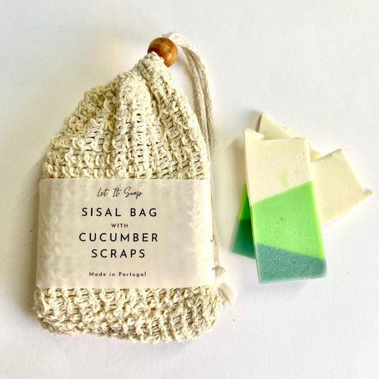 Saco de Sisal com aparas de Sabonete Cucumber