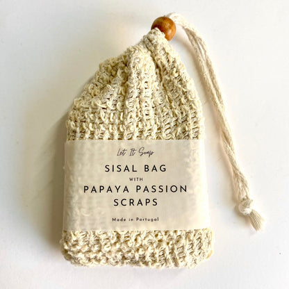 Sisal Bag with Papaya Passion Soap Shavings