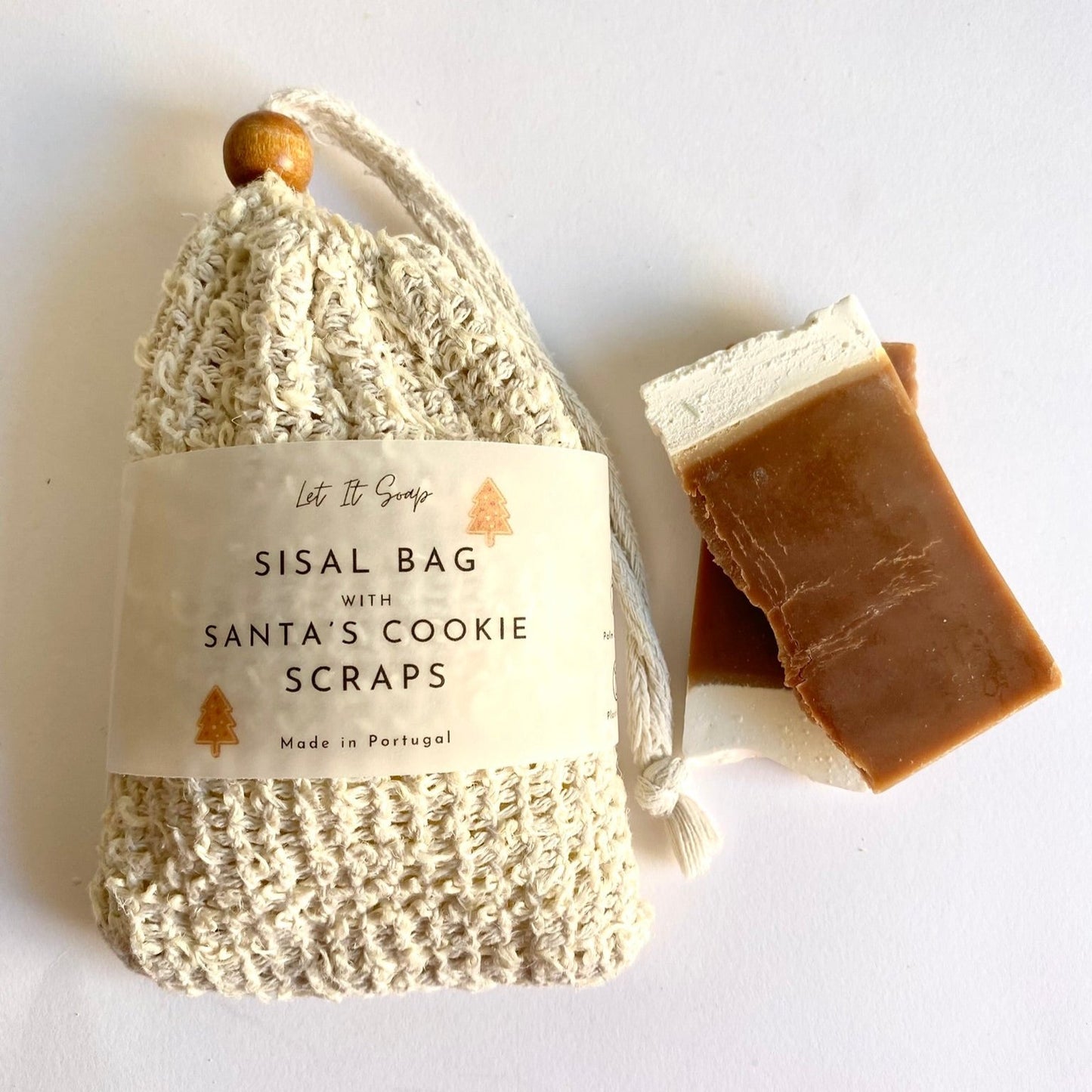 Sisal Bag with Santa's Cookie Soap Shavings