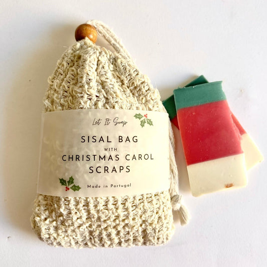 Sisal Bag with Christmas Carol Soap Shavings